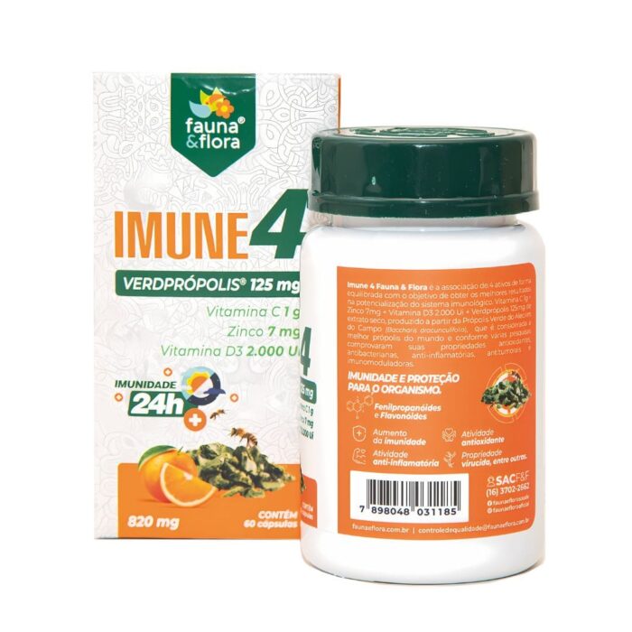 FF IMUNE 4 VERDPROPOLIS + VITAMINA C + ZINCO + VITAMINA D3 60 CAPSULAS - Imagem 3