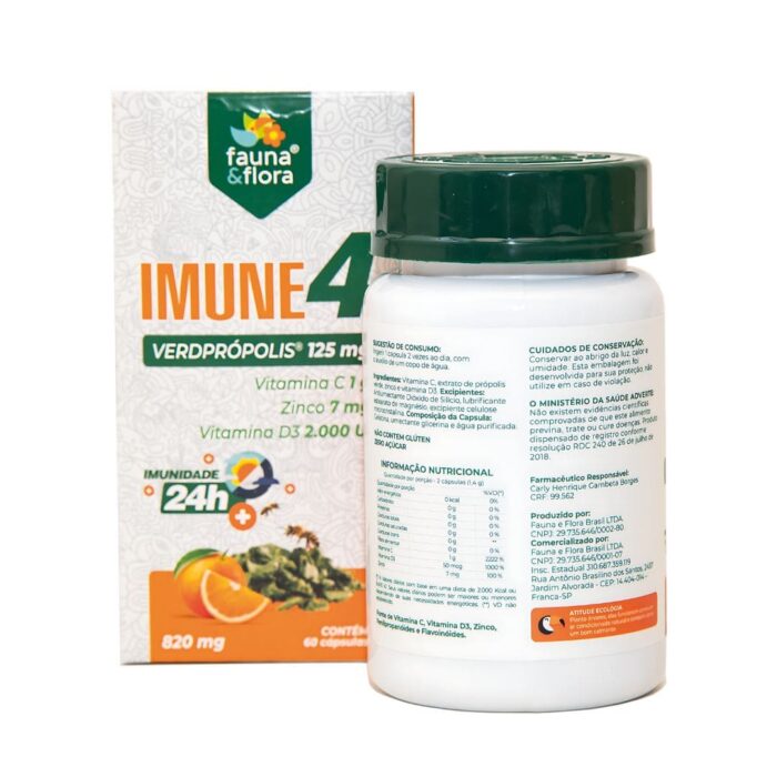 FF IMUNE 4 VERDPROPOLIS + VITAMINA C + ZINCO + VITAMINA D3 60 CAPSULAS - Imagem 2