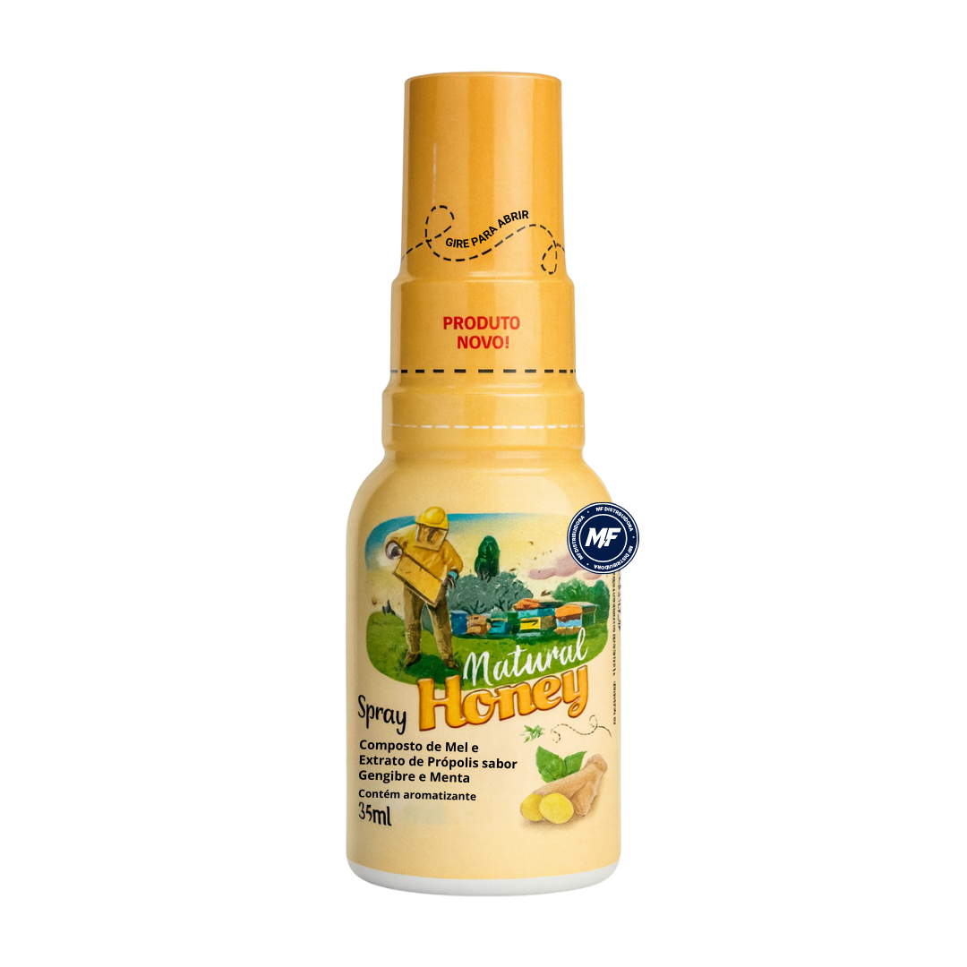 15397840360-ff-spray-honey-35ml-gengibre.png FF PROPOLIS SPRAY NATURAL HONEY GENGIBRE E MENTA 35ML - Imagem 1