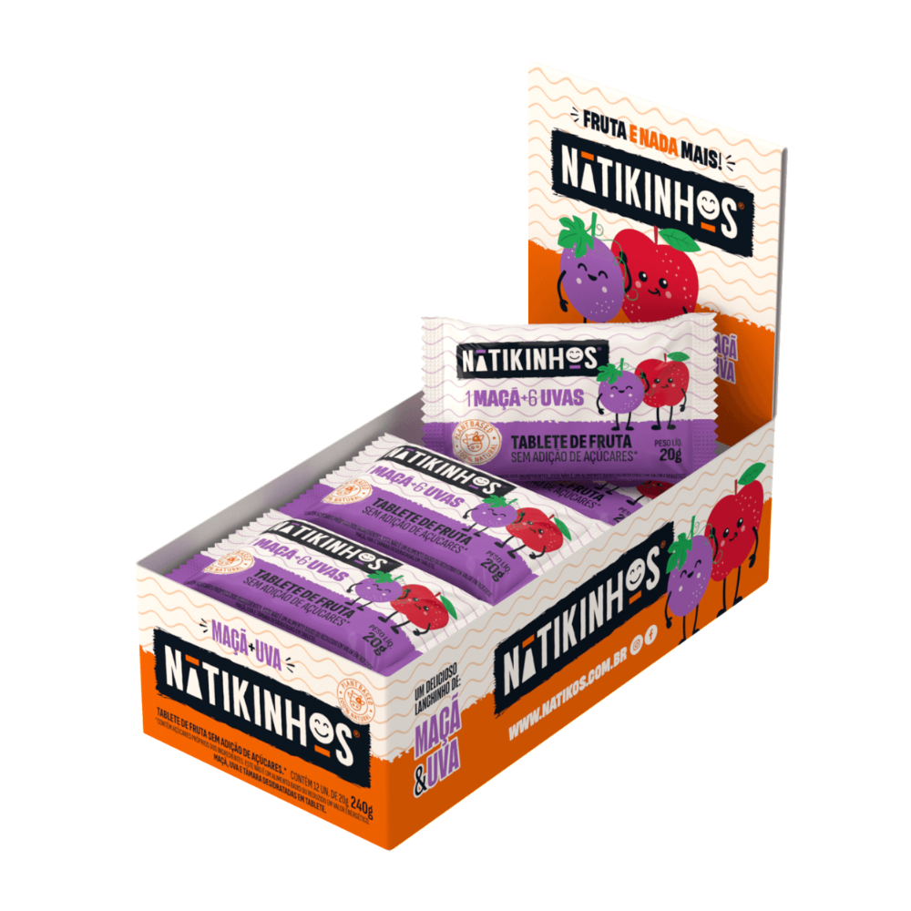 15573230903-nk-caixa-tablete-de-frutas-maca-e-uva.png NK DISPLAY TABLETE DE FRUTAS COM 12UND X 20G (MACA E UVA) - Imagem 1