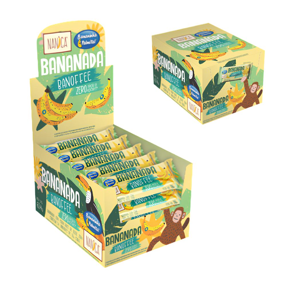 15592951273-bananada-banoffee-zero-display-624g.jpg BANANINHA PALMITAL BANOFFEE ZERO ACUCAR 624g - 24x26g - Imagem 1