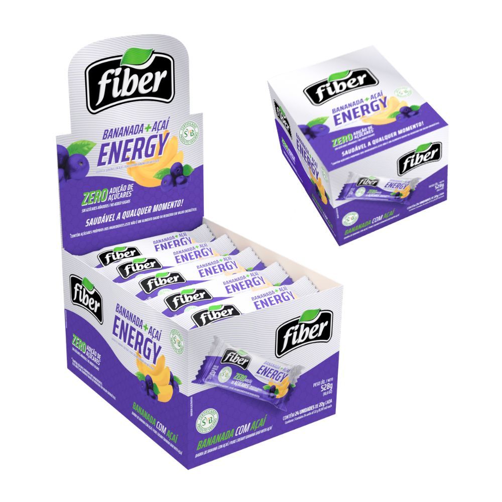 15592951314-bananada-fiber-energy-display.jpg BANANINHA PALMITAL FIBER ENERGY DISPLAY 528g - 24x22g - Imagem 1